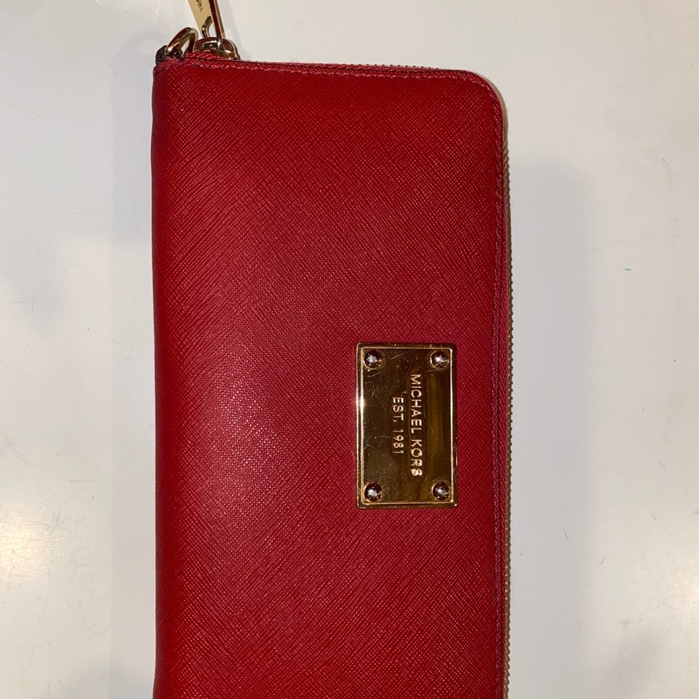Extra Large Michael Kors Red Textured Wallet
